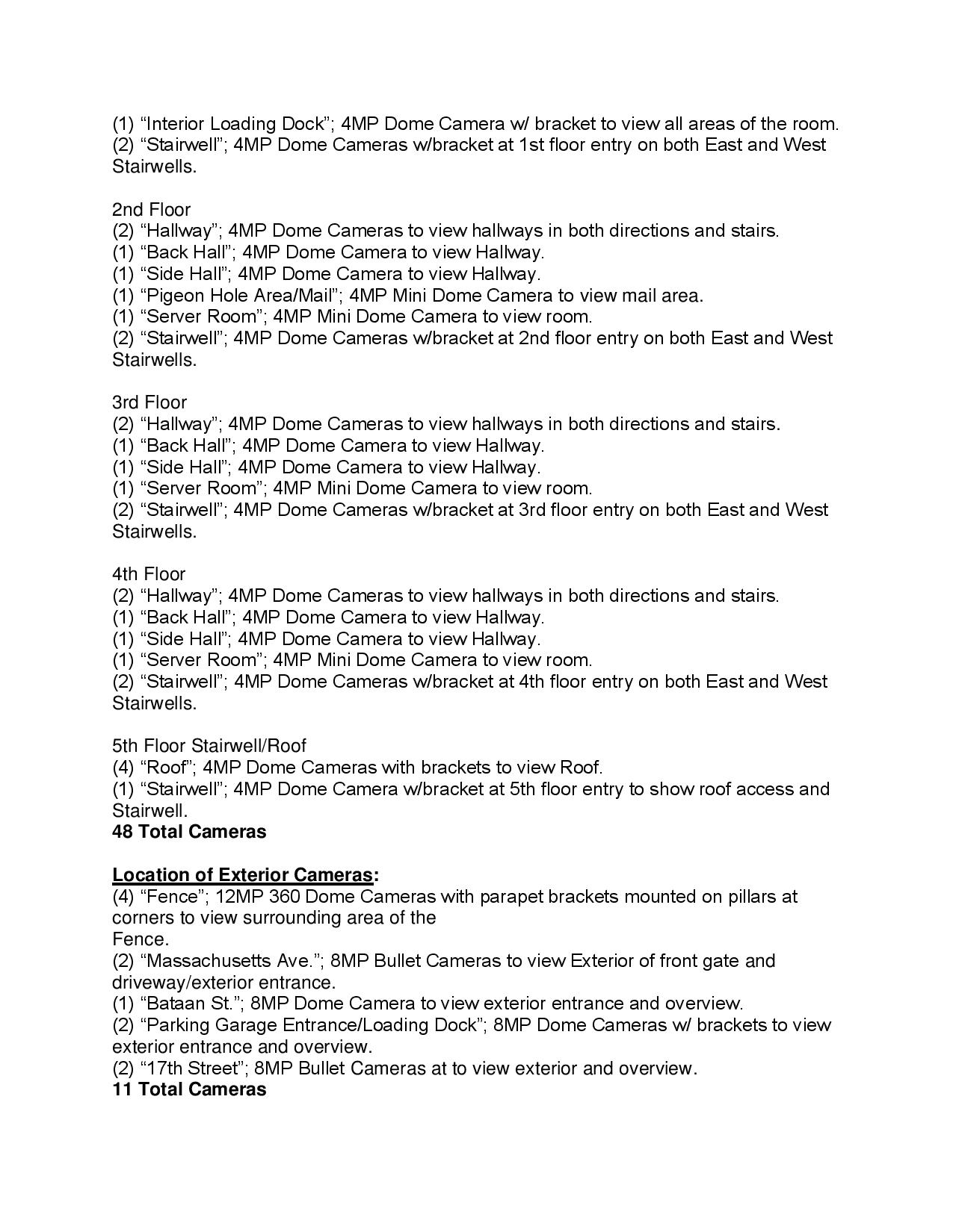 REQUEST FOR QUOTATION Upgrade of the Embassy's Security Cameras and