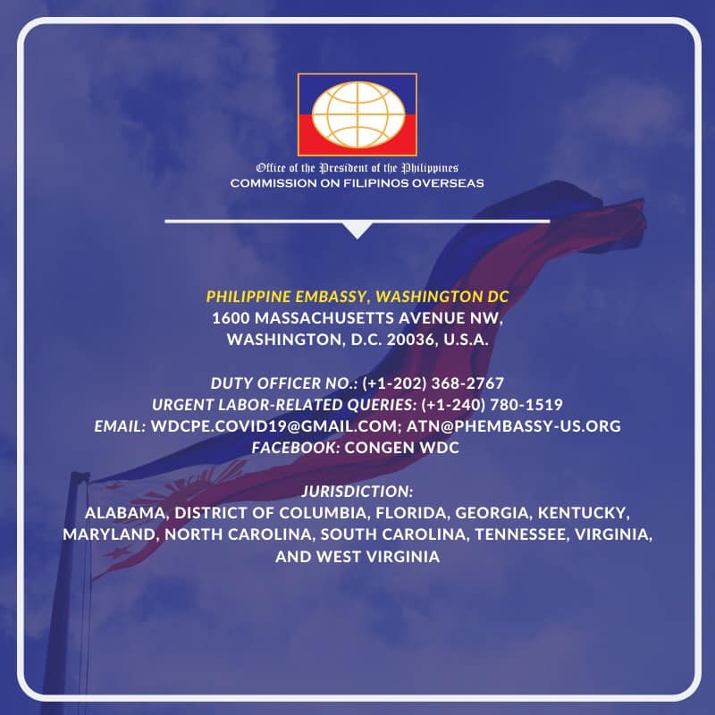 PUBLIC ADVISORY AFFECTED FILIPINO J1 VISA HOLDERS Embassy of the