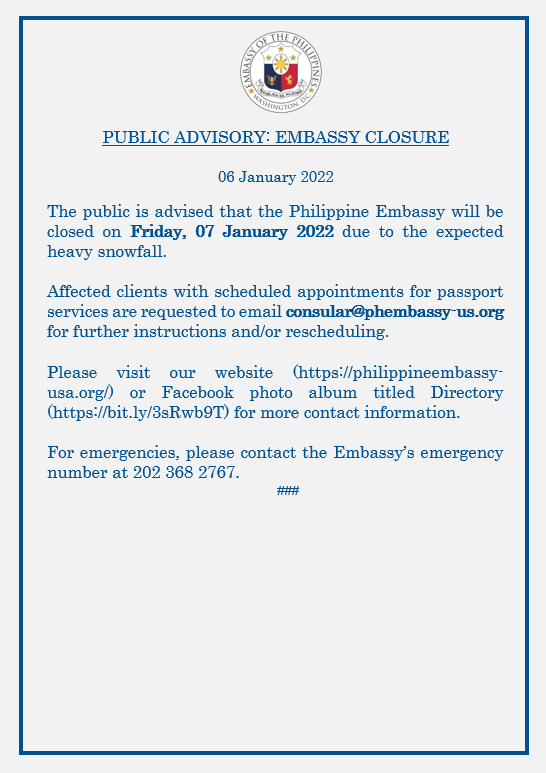 Embassy Closure Snow