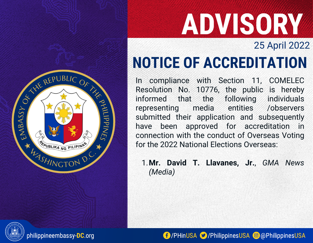 Read more about the article NOTICE OF ACCREDITATION
