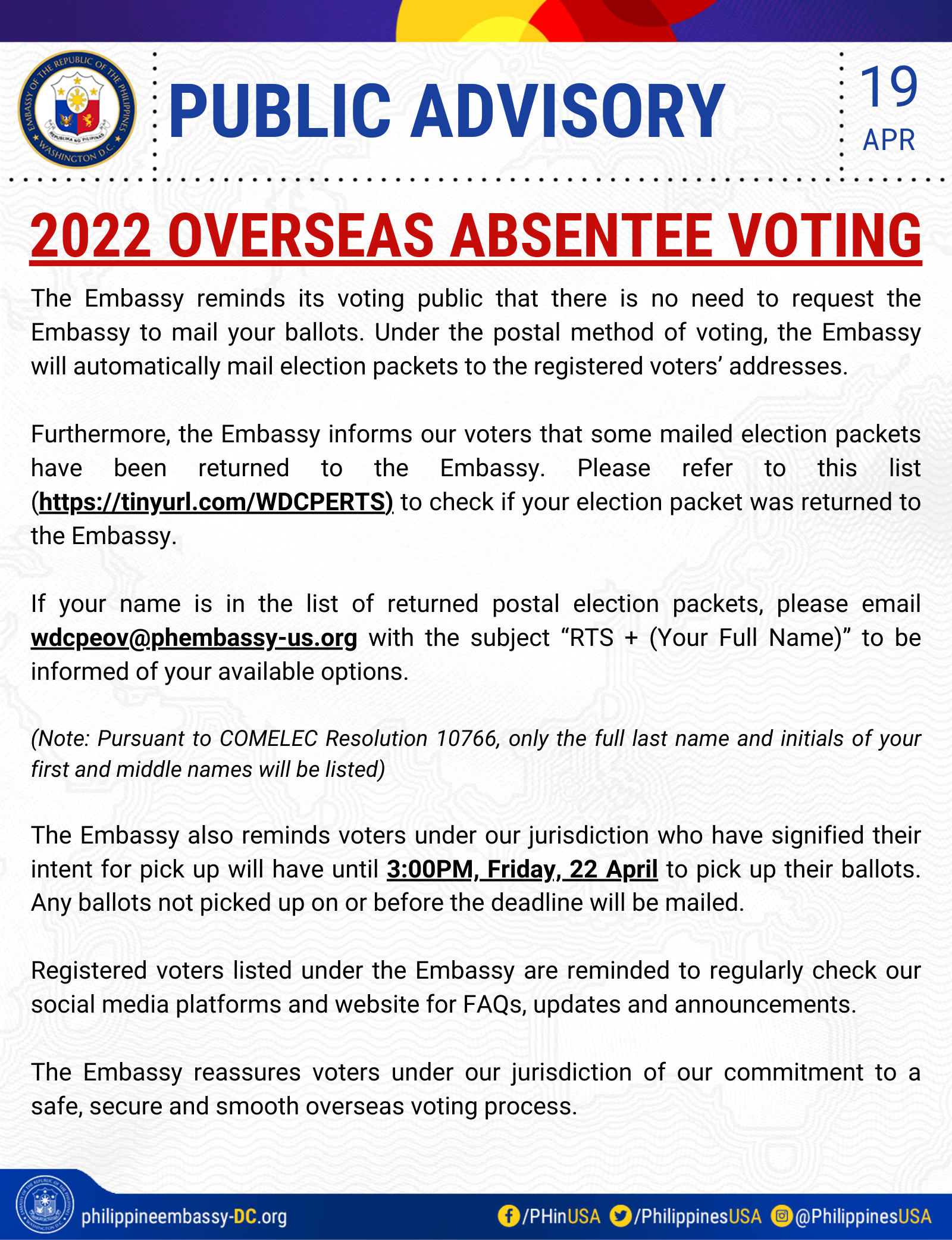 Read more about the article 2022 OVERSEAS ABSENTEE VOTING