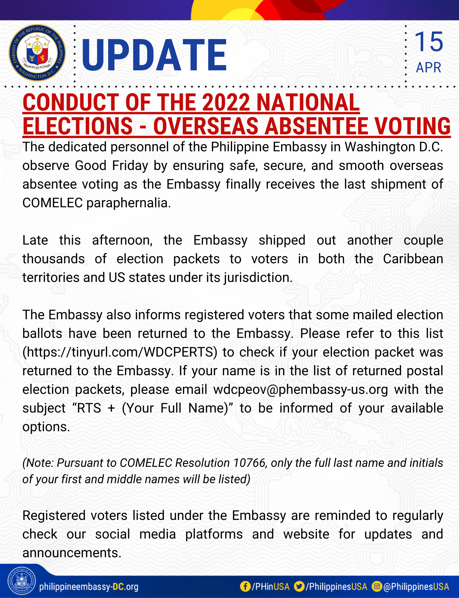 Read more about the article UPDATES ON THE CONDUCT OF THE 2022 NATIONAL ELECTIONS – OAV