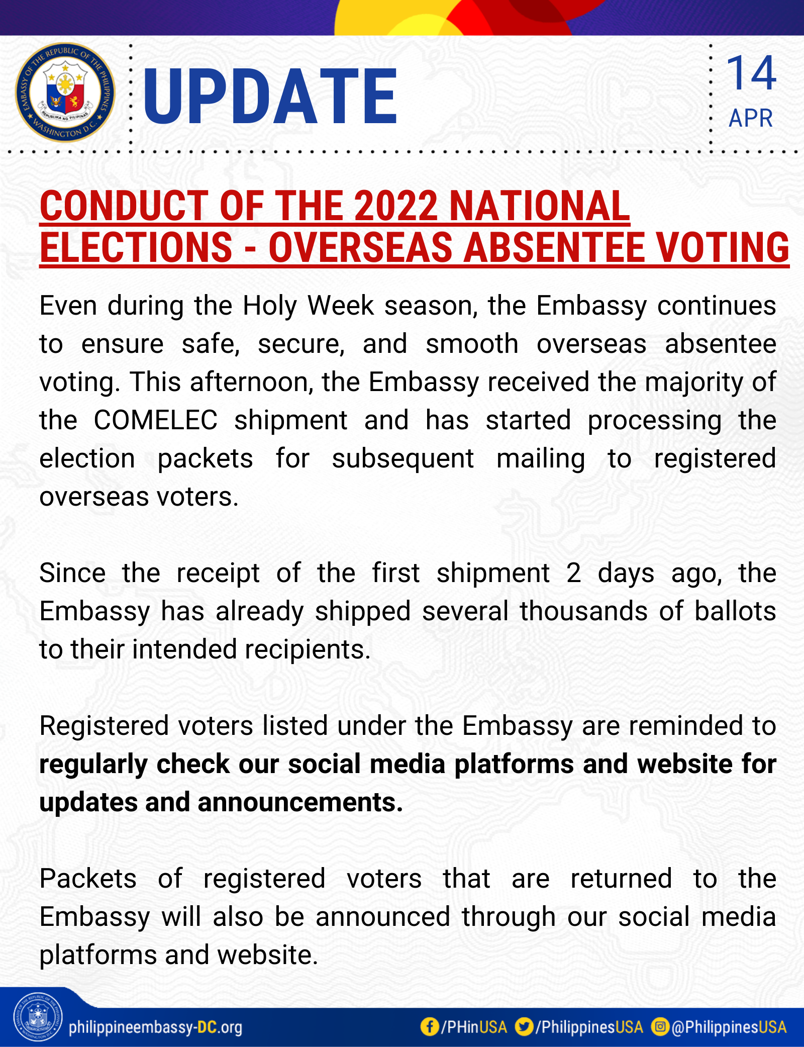 Read more about the article UPDATES ON THE CONDUCT OF THE 2022 NATIONAL ELECTIONS – OAV