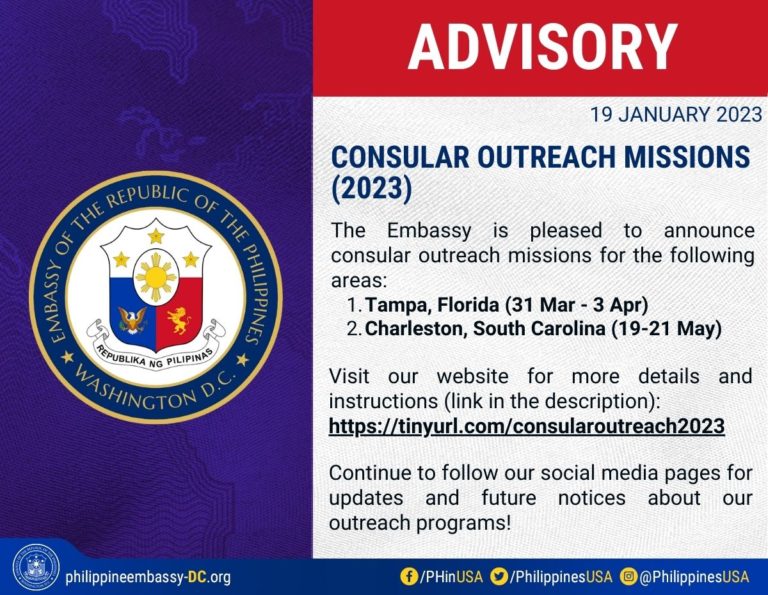 CONSULAR OUTREACH MISSIONS 2023 Embassy of the Republic of