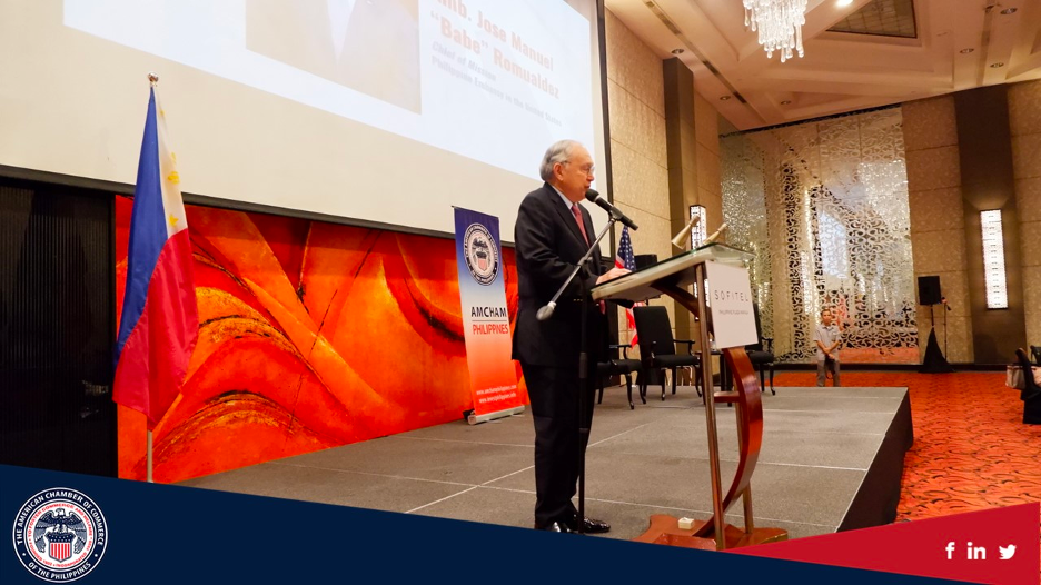 Philippine Ambassador Romualdez delivers his remarks. (Photo credit: American Chamber of Commerce of the Philippines)