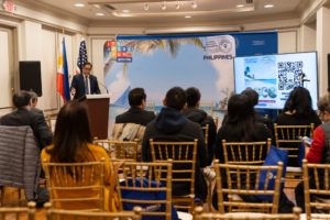 Charge d’Affaires, a.i. Jaime Ramon Ascalon Jr. gives his opening remarks during the VIP Tour Launch at the Philippine Embassy