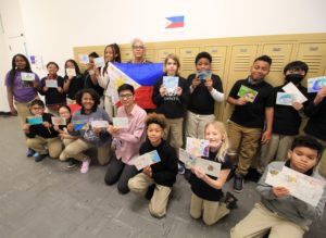 The Sentro Rizal of the Philippine Embassy in Washington DC poses with Embassy Adoption Program (EAP) students at Schools Without Walls at Francis-Stevens for its second EAP session (SY 2022-2023). During this session, the students learned more about the Filipino language and were introduced to Baybayin (ancient Filipino script). They also had a Baybayin activity and colored postcards with images related to the Philippines.