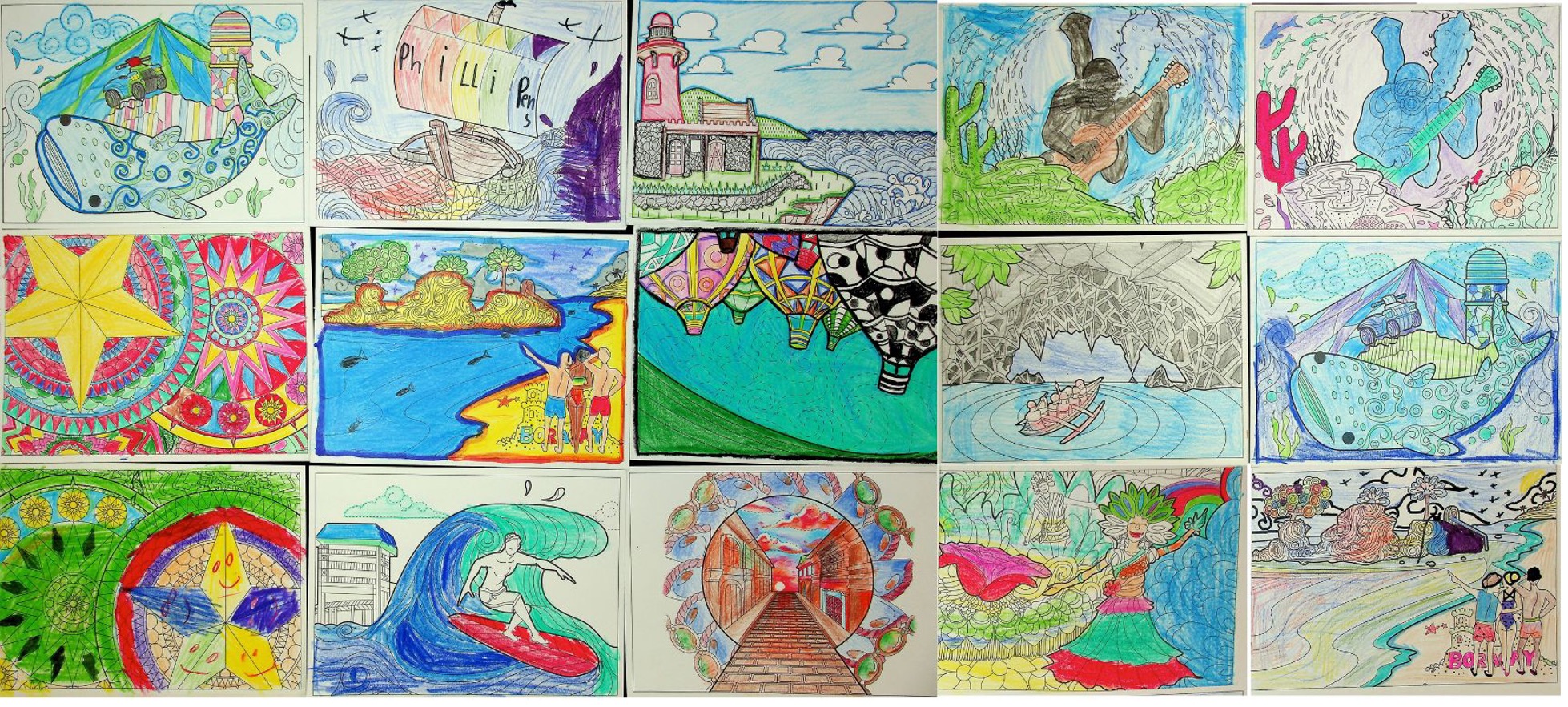 Postcard artworks made by the EAP students in celebration of the 2023 Philippine National Arts Month (February).