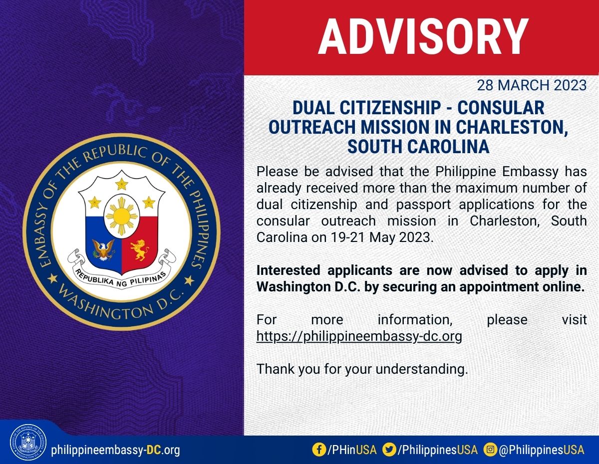Read more about the article DUAL CITIZENSHIP – CONSULAR OUTREACH MISSION IN CHARLESTON, SOUTH CAROLINA