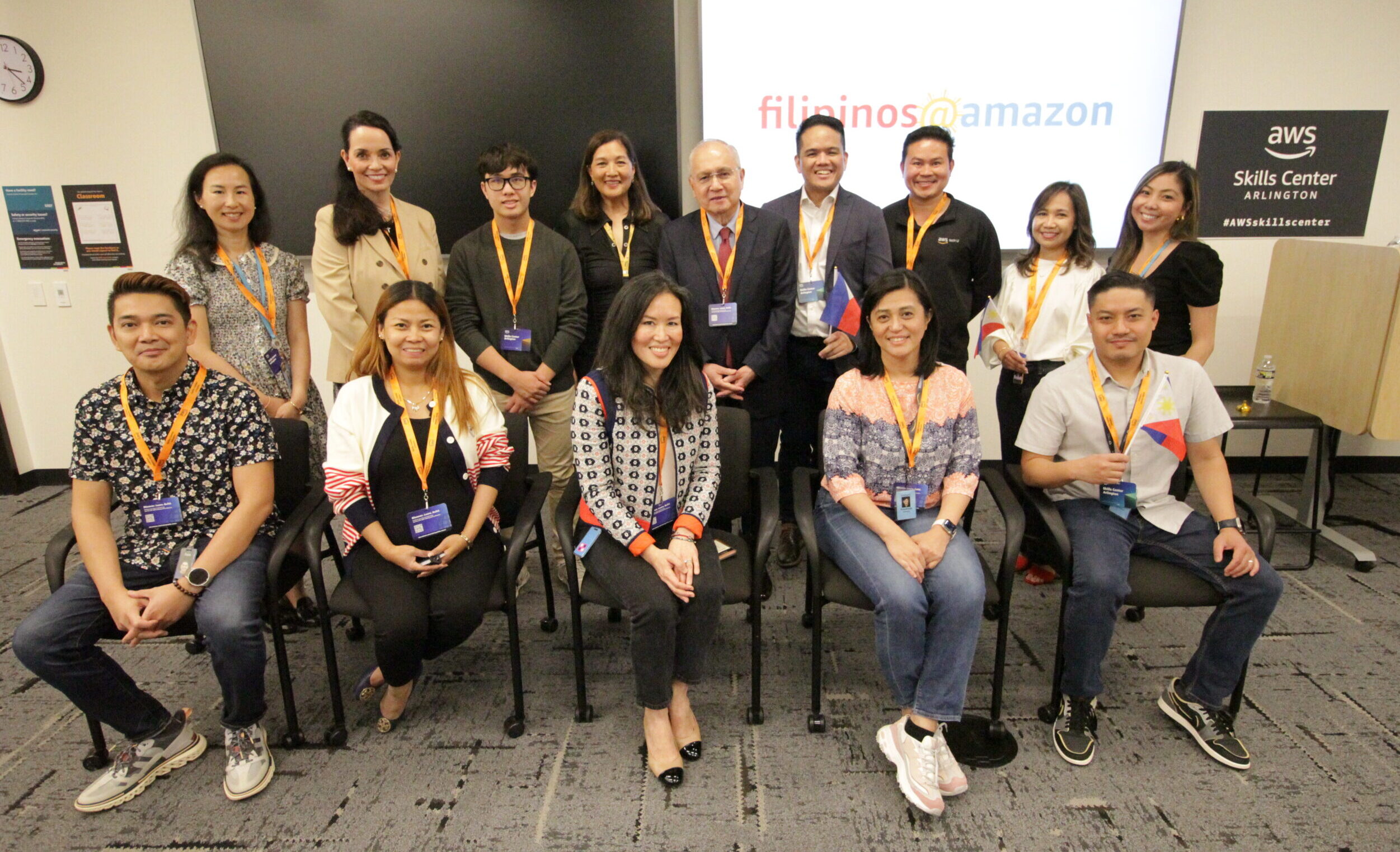 Philippine Ambassador Jose Manuel Romualdez (center, standing)meets leaders of Filipinos@Amazon as they celebrate the 125th Anniversary of Philippine Independence. Mr. George Parrilla is the current president of Filipinos@Amazon Global Chapter.