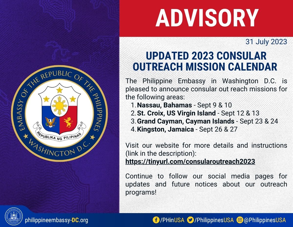 UPDATED 2023 CONSULAR OUTREACH MISSION CALENDAR
