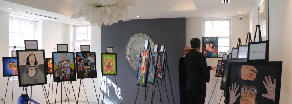 The artworks were created by Filipino children through a Creative Arts Therapy Program designed to foster healing and restoration after having been victims of sexual abuse and violence.