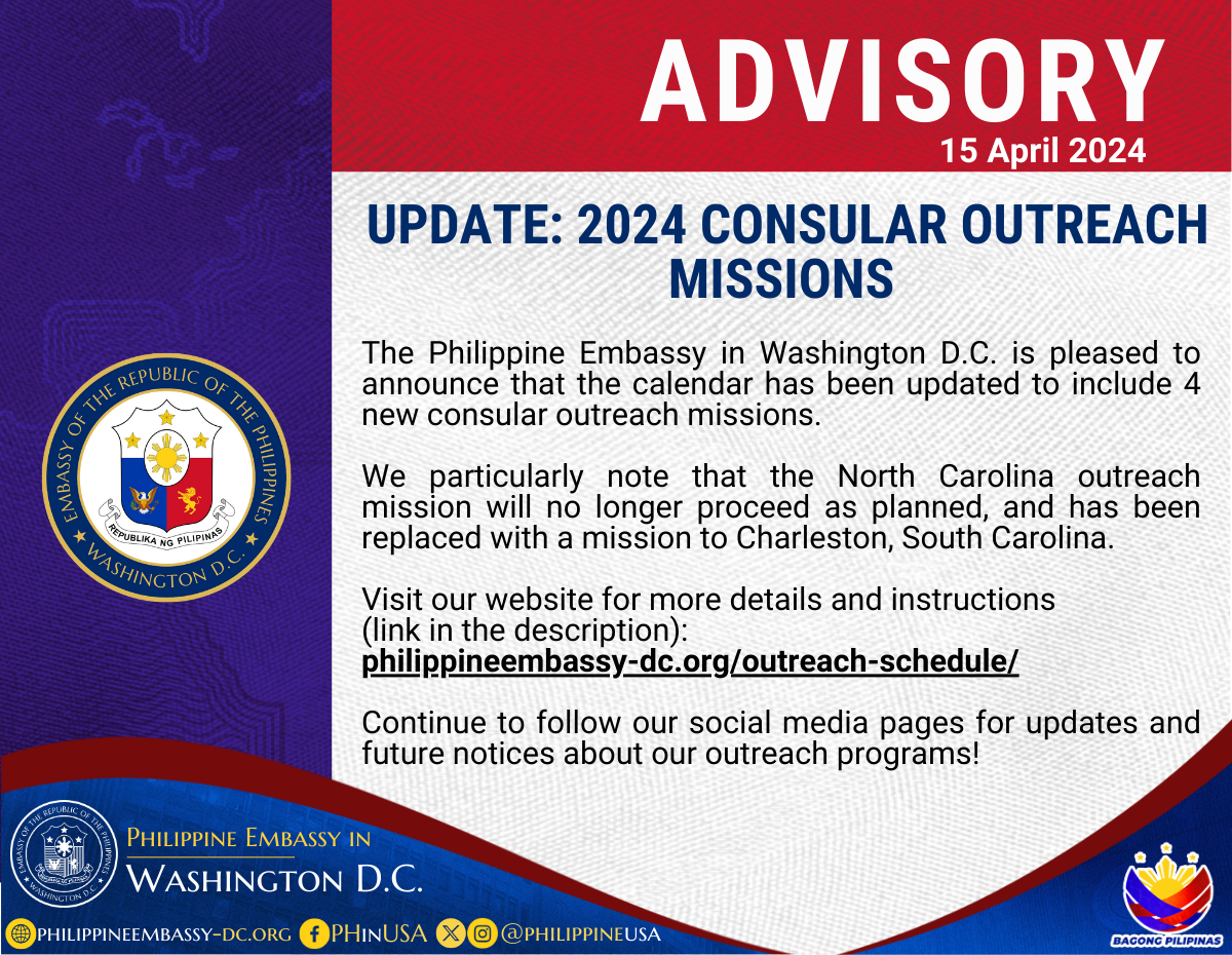 Read more about the article UPDATE: 2024 CONSULAR OUTREACH MISSIONS