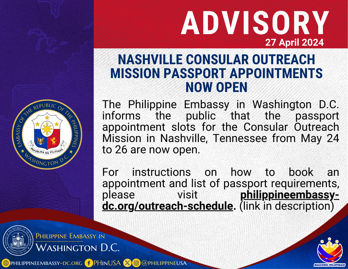 Read more about the article NASHVILLE CONSULAR OUTREACH MISSION PASSPORT APPOINTMENTS NOW OPEN