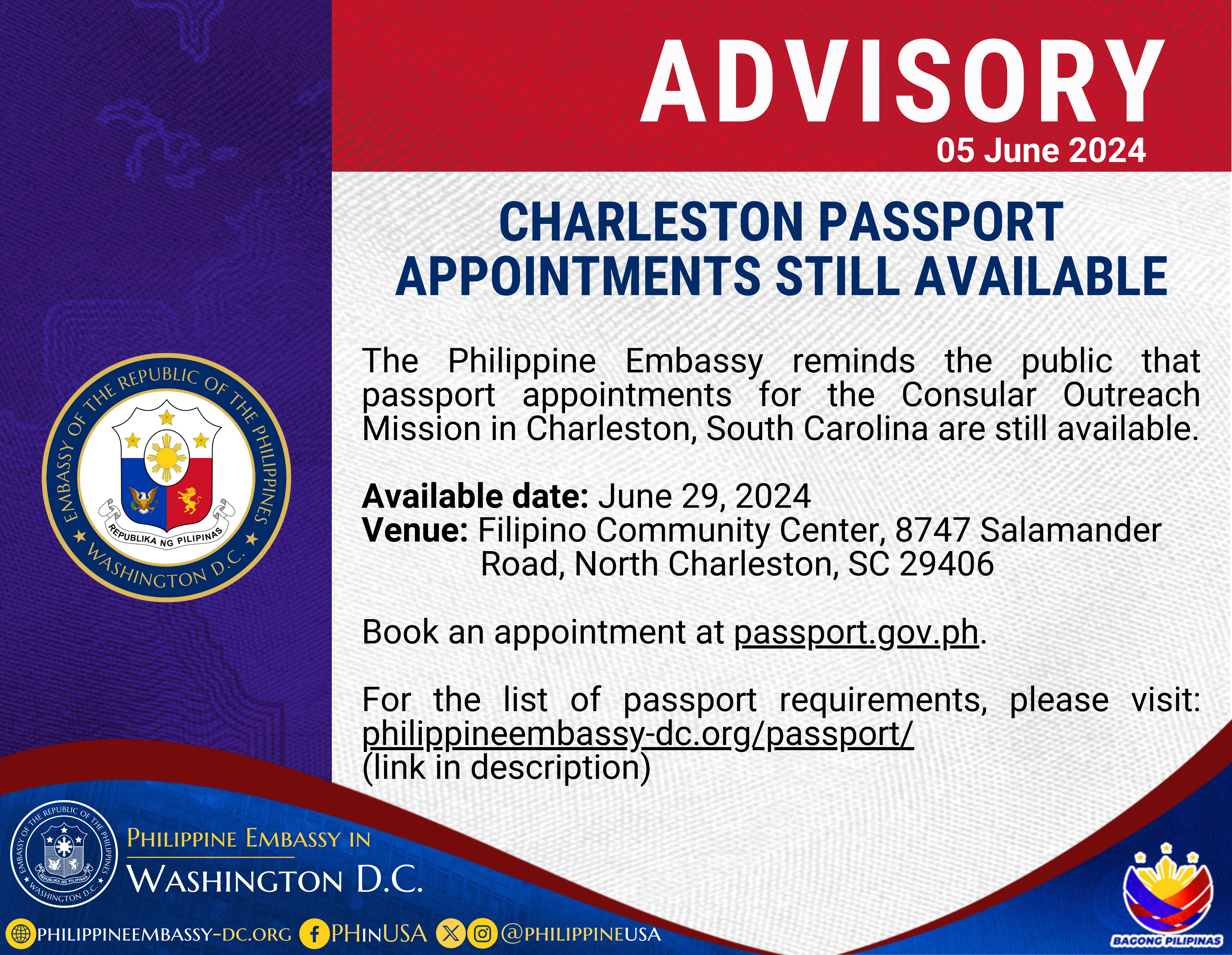 Read more about the article CHARLESTON PASSPORT APPOINTMENTS STILL AVAILABLE