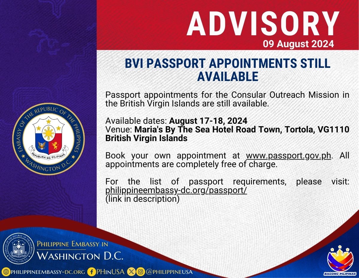 Read more about the article BVI PASSPORT APPOINTMENTS STILL AVAILABLE