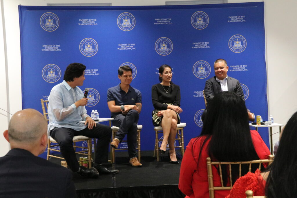 The discussion was moderated by PACC President Matthew Veland (leftmost), while the panelists include (from second to the left onwards) Mr. Jake de Leon of Fila Manila, Ms. Tanya Maynigo of Brindle Boxer Kombucha, and Mr. Adrian Verueco of the Filipino angel investor community. They shared their journeys and challenges in starting their own businesses, inspiring aspiring entrepreneurs in the crowd.