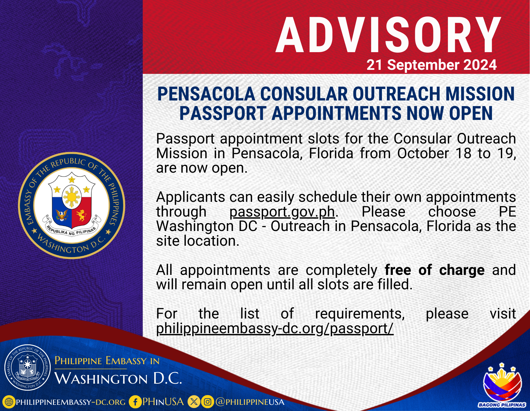 Read more about the article PENSACOLA CONSULAR OUTREACH MISSION PASSPORT APPOINTMENTS NOW OPEN