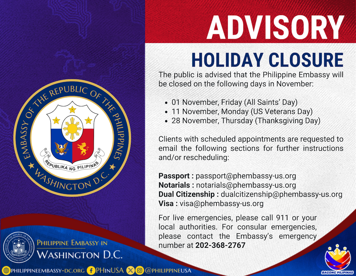 Read more about the article HOLIDAY CLOSURE – NOVEMBER 2024