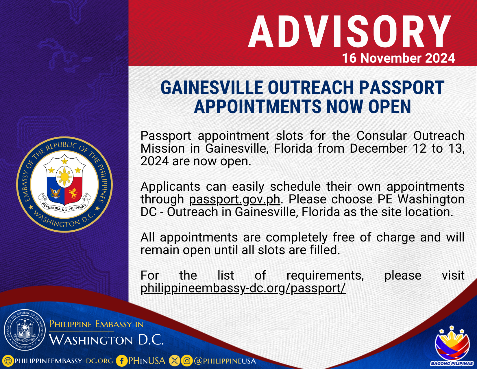 Read more about the article GAINESVILLE OUTREACH PASSPORT APPOINTMENTS NOW OPEN