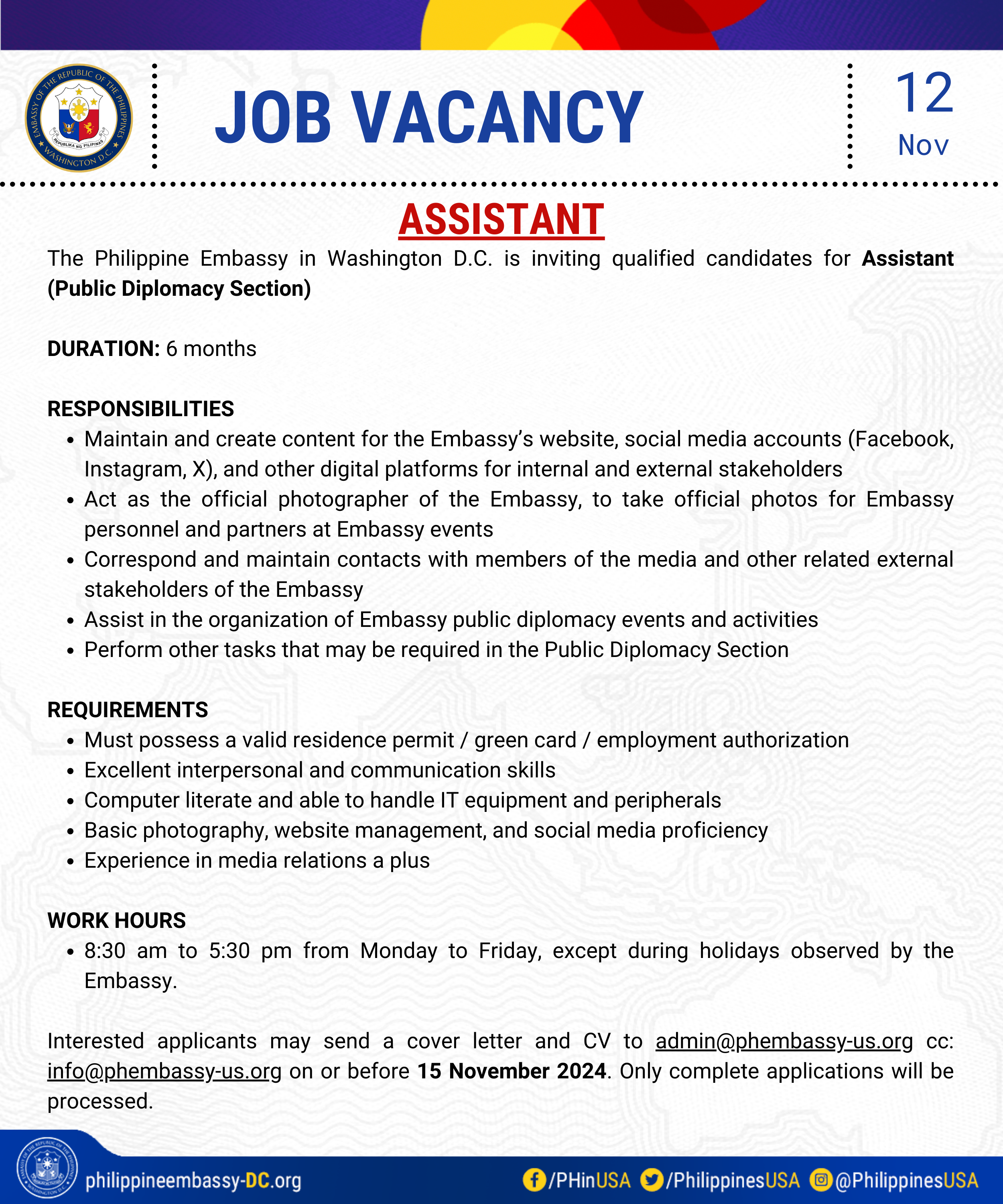 Read more about the article JOB VACANCY – ASSISTANT