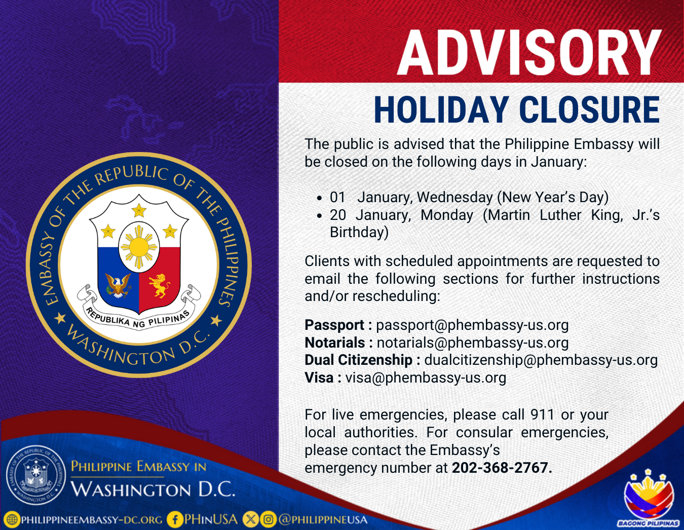 Read more about the article HOLIDAY CLOSURE – JANUARY 2025