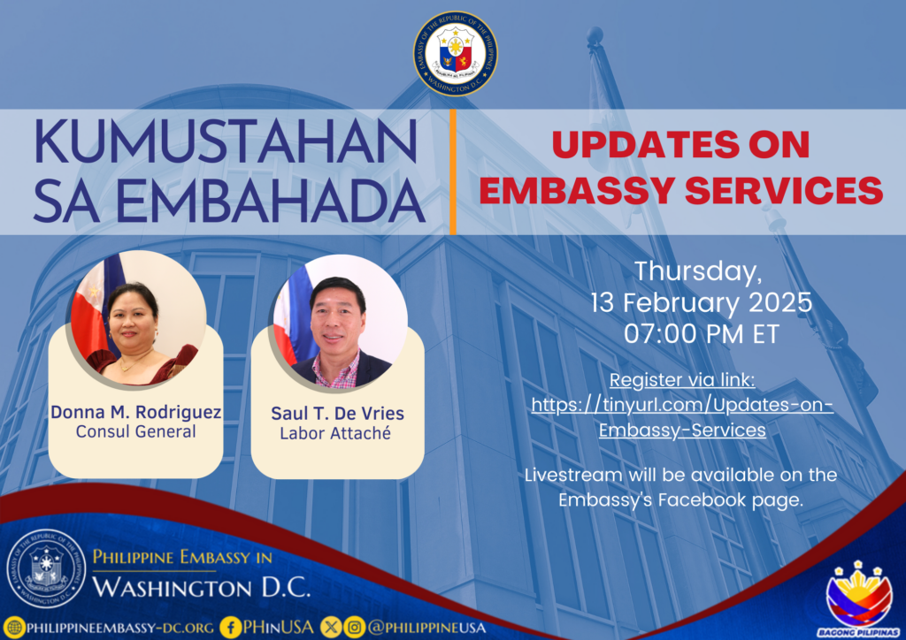 KUMUSTAHAN SA EMBAHADA: UPDATES ON EMBASSY SERVICES