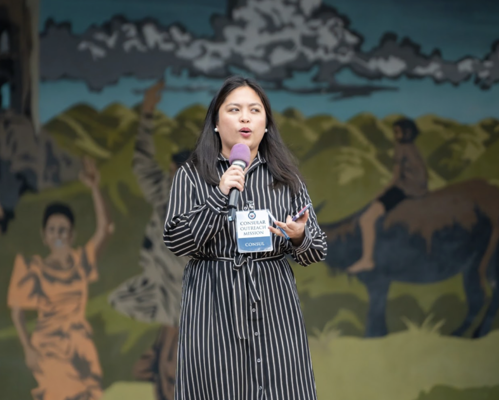 Consul Rosales informs festivalgoers about the diverse consular services available through the Embassy during a Q&A session on Day 2 of PhilFest 2025 (April 5).