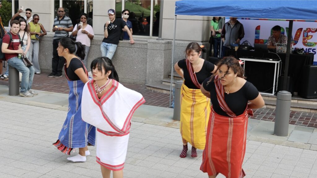 The George Washington University Philippine Cultural Society (GWU-PCS) showcased Manmanok, a traditional folk dance that portrays the playful courtship movements of native roosters.