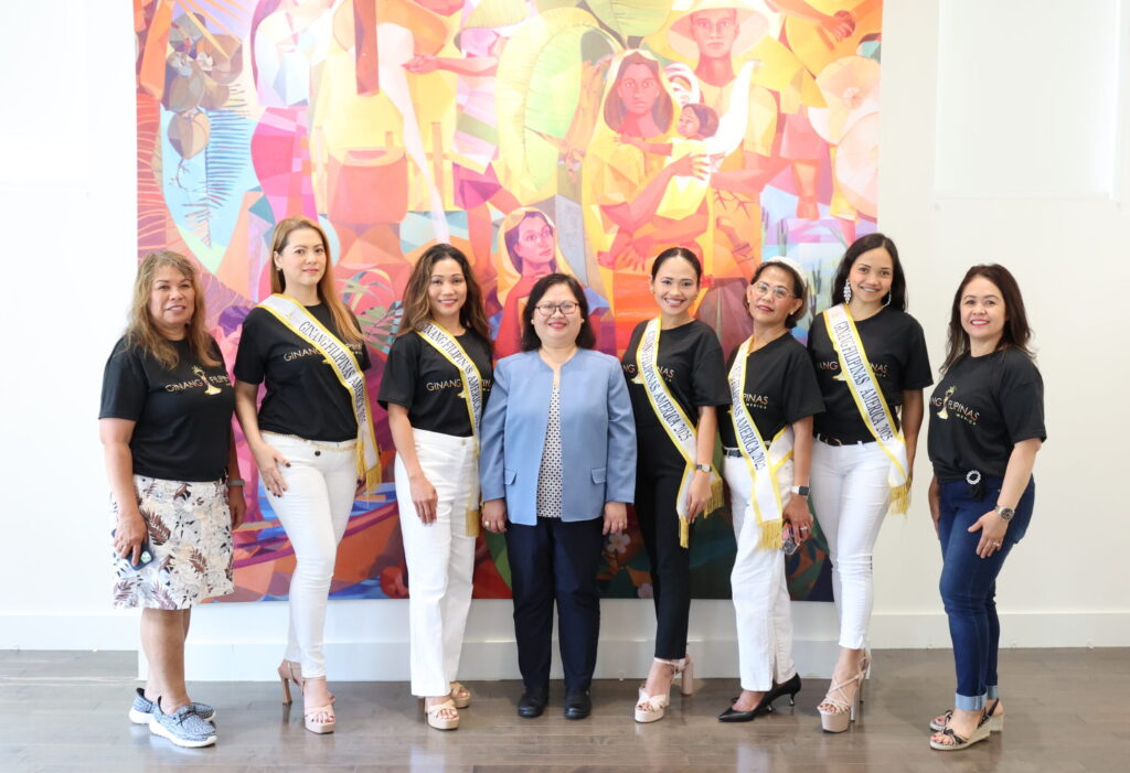 Consul General Donna M. Rodriguez (center) warmly welcomes the contestants of the 2025 Ginang Filipinas America DMV and State Director Griely Persia (rightmost) during a courtesy visit at the Philippine Embassy. The contestants will vie for the title at the Ginang Filipinas America DMV Pageant on 08 June 2025 at the Knott Fine Arts Center in Baltimore, Maryland.