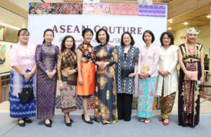 ASEAN Spouses Circle strike a pose in their traditional attires, proudly showcasing the rich textile designs of their respective countries during the ASEAN Couture event at American University, Washington, D.C.