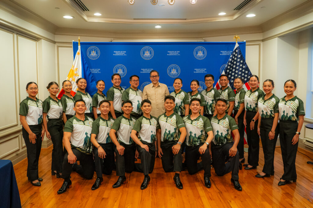 Deputy Chief of Mission Jaime Ramon T. Ascalon, Jr. (center) welcomes the Leyte Dance Theater of the Jess Paz Foundation during their courtesy call at the Philippine Embassy. The group is currently in the United States for their 2025 U.S. tour, Padayaw: Padayon Pagsayaw II.