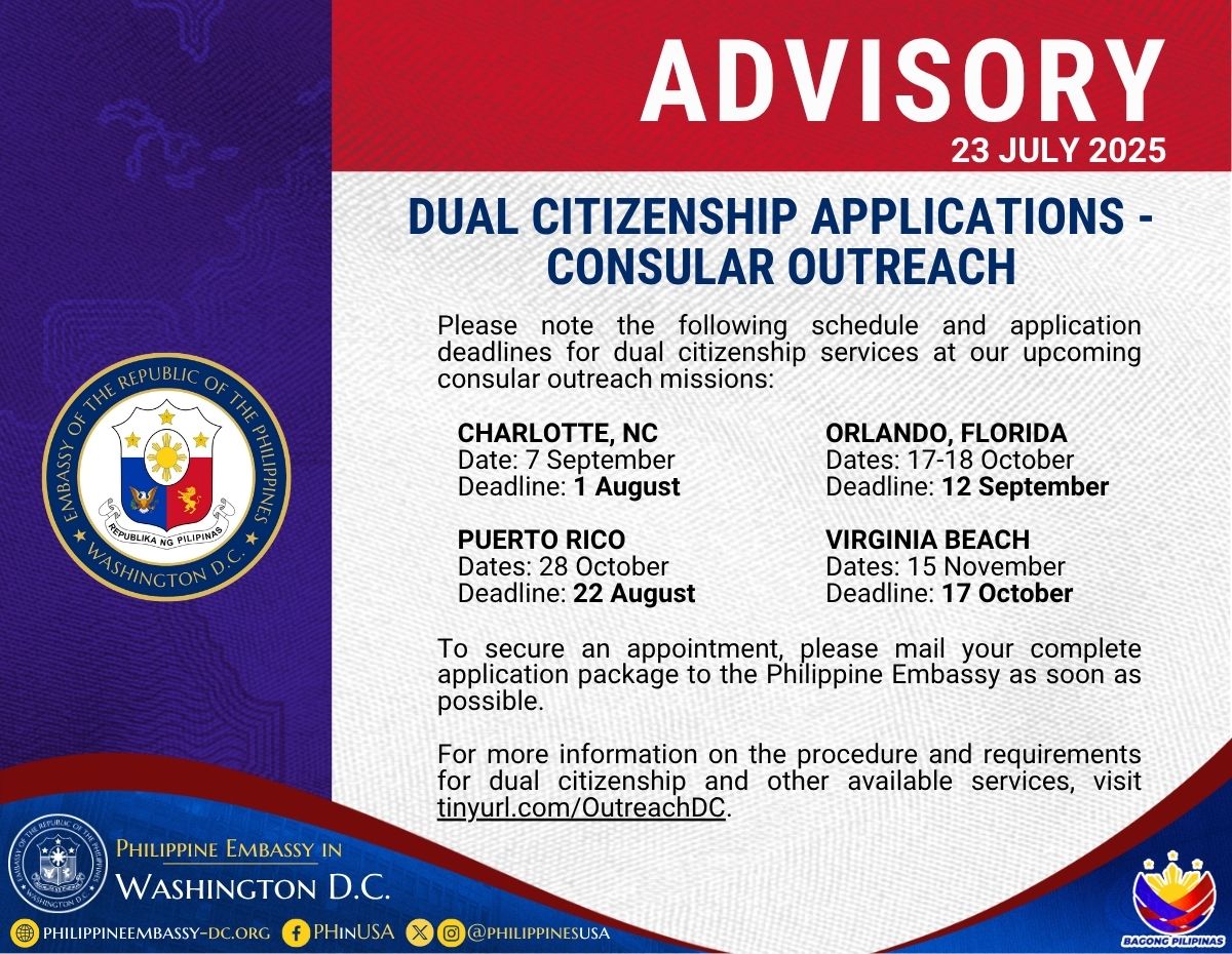 Read more about the article DUAL CITIZENSHIP APPLICATIONS – CONSULAR OUTREACH
