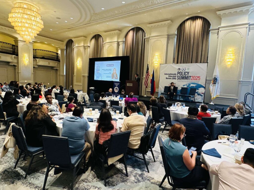 Internationally Educated Nurses and U.S. healthcare stakeholders attend the 1st IEN Policy Summit at the Westin Book Cadillac, Detroit, Michigan on 15 July 2025.
