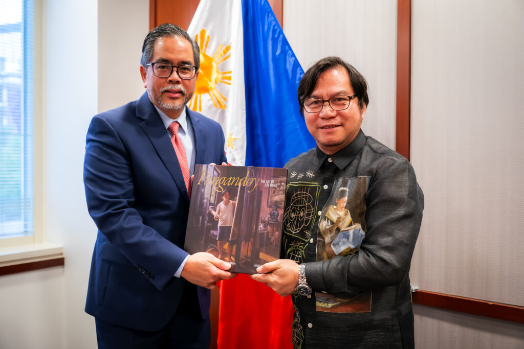 As part of their courtesy call, the Filipino artists donated copies of their books showcasing their artwork: 6th Dimension: Culture-Driven Nation by Ms. Elba S. Cruz (1st photo), Kublai Millan: Master Peace by Mr. Rey Mudjahid “Kublai” P. Millan (2nd photo), and Panganday: The Art of Jun Impas by Mr. Jun Impas (3rd photo).