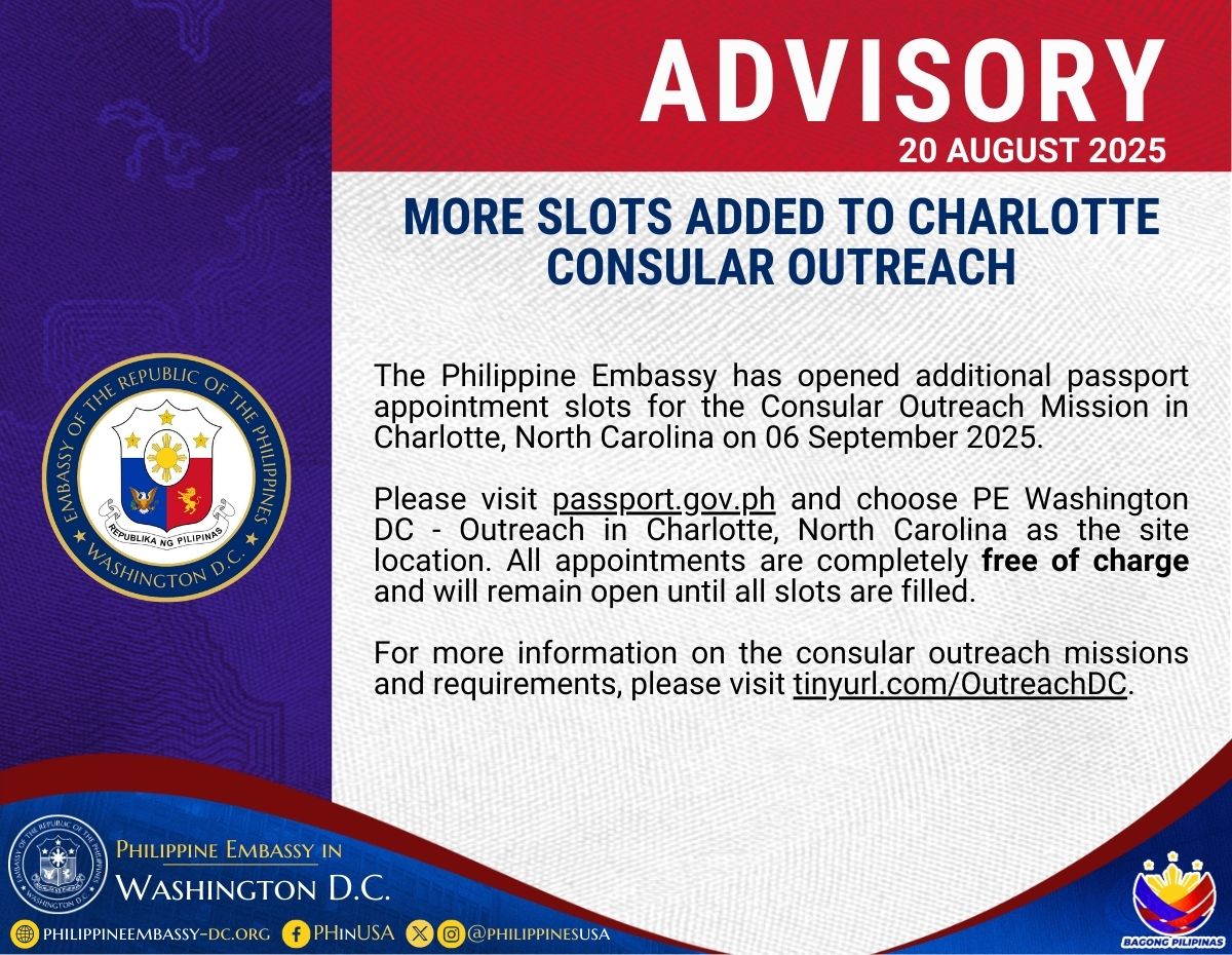 Read more about the article MORE SLOTS ADDED TO CHARLOTTE CONSULAR OUTREACH 