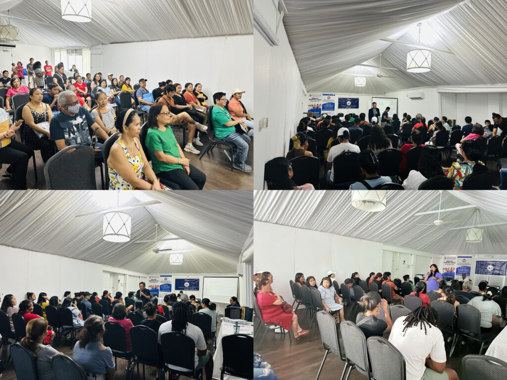 The MWO-OWWA Team, assisted by Honorary Consul Keith Russell, conducted an orientation to eighty-seven (87) OFWs in Jamaica that highlighted welfare programs and social benefits available for them including financial and other assistance from the DMW AKSYON Fund, scholarship and training benefits from OWWA, and social security entitlements from the Social Security System (SSS).