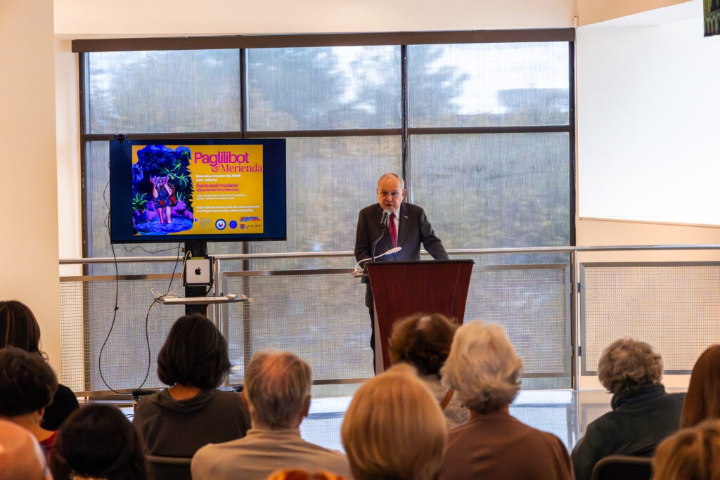 Ambassador Romualdez delivers his remarks on art and Filipino heritage in celebration of Filipino American History Month.