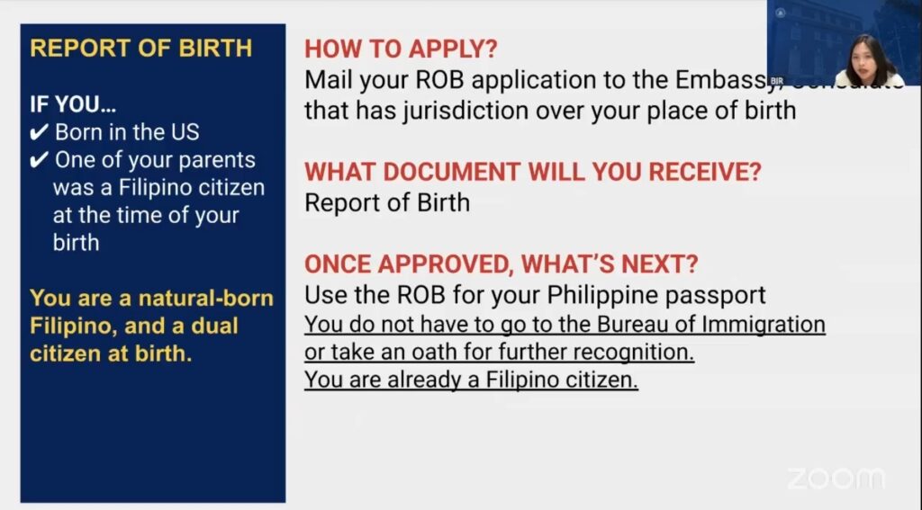 Report of Birth for Filipino Americans