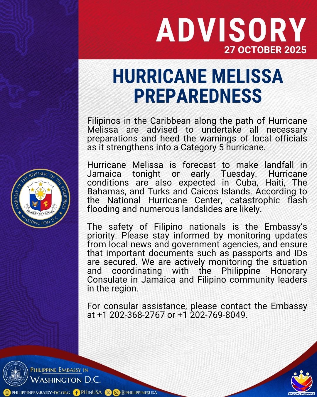 Read more about the article HURRICANE MELISSA PREPAREDNESS