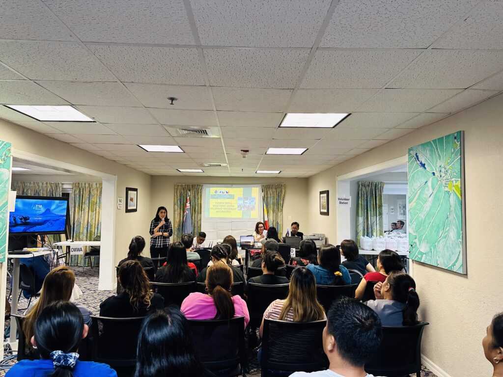 Welfare Office Mae Codilla discusses OWWA programs and services.