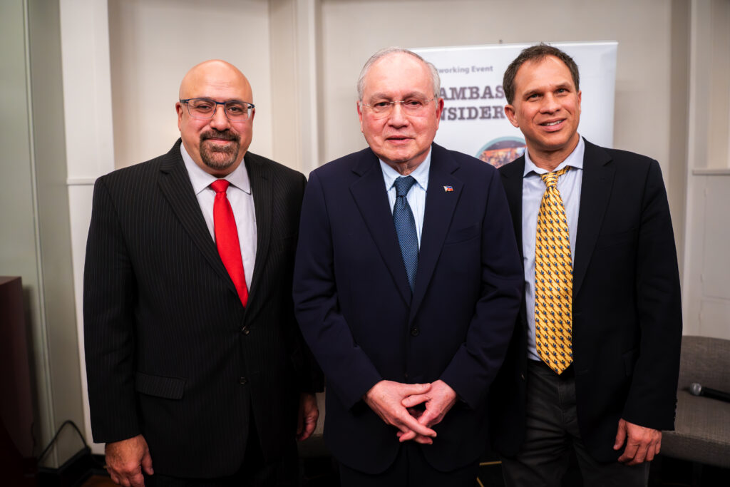 Ambassador Romualdez with Washington Diplomat publisher Victor Shiblie (leftmost) and news editor Larry Luxner (rightmost).