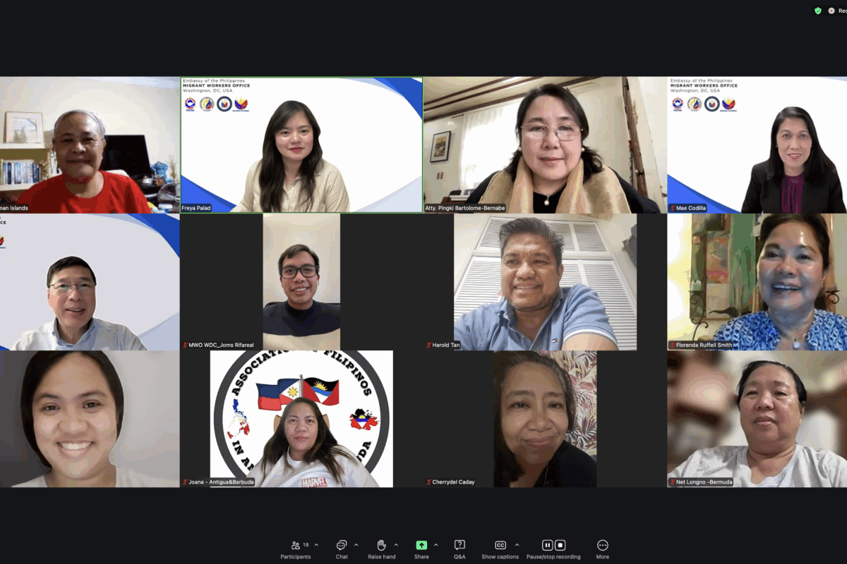 Twenty-five overseas Filipinos from the US and Caribbean regions attended the webinar on the Safe Spaces Act on 2 December 2025.
