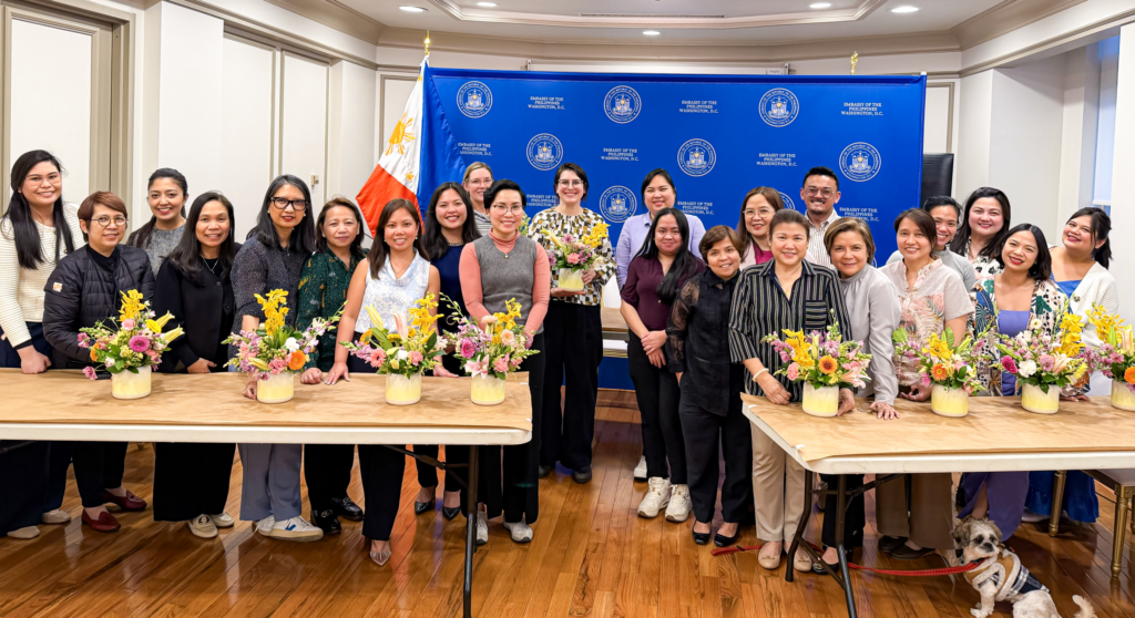 Embassy personnel showcase their creativity and camaraderie during the Floral Arranging Workshop held in celebration of Women&rsquo;s Month, highlighting the importance of wellness, self-expression, and community.