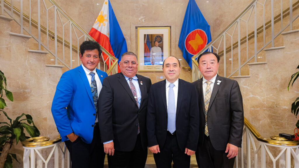 (L-R) San Gabriel City Councilmember Jorge Herrera Avila, Union City Vice Mayor Jaime Patiño, Deputy Chief of Mission Felipe Cariño III, and Union City Councilmember Jeff Wang met at the Philippine Embassy in Washington, D.C. to reaffirm their shared commitment to strengthening Philippines-US relations through sister city partnerships. The discussion highlighted opportunities for deeper collaboration in advancing economic engagement, cultural exchange, and community-driven initiatives that benefit the Filipino diaspora and the greater Californian communities.