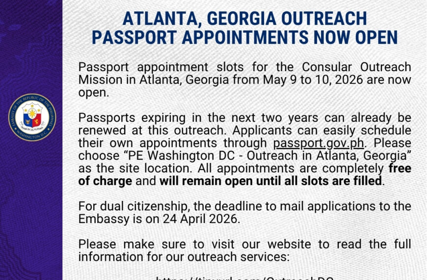 ATLANTA, GEORGIA OUTREACH PASSPORT APPOINTMENTS NOW OPEN