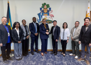 Philippine Delegation meets with Bahamas foreign and labor officials. L-R: former Philippine Honorary Consul Dr. Leo Ignacio, Foreign Service Officer Kennedy Lightbourne, Deputy Director General Gian Dean, Director Howard Thompson, Director Jerusa Ali, Labor Attacheé Saul De Vries, Welfare Officer Mae Codilla, Atty Eduardo Labo, Jr. and Mr. Rigor Pantollano.