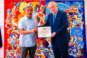 Philippine Ambassador to the United States Jose Manuel G. Romualdez formally received Harimanok: Bayang Mapag-Imbulog (A Nation That Soars) from acclaimed Filipino Mindanaon artist Rey Mudjahid "Kublai" Ponce Millan, during an handover ceremony at the Philippine Embassy in Washington, D.C. on 18 May 2026.