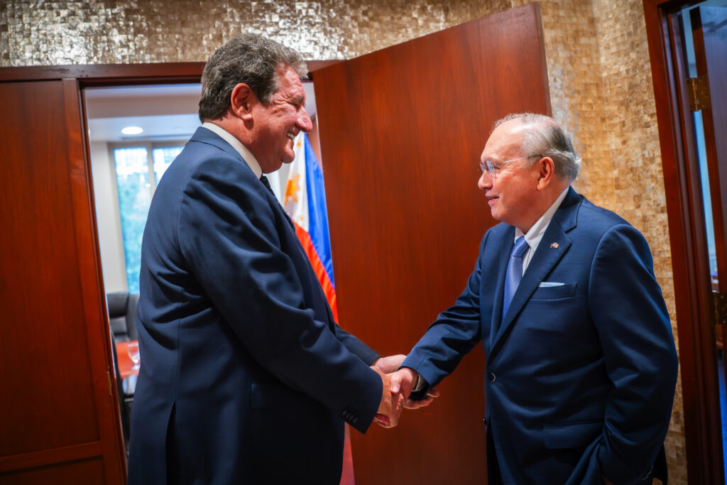 Philippine Ambassador Romualdez greets US Ambassador Lipton at the Philippine Embassy in Washington, D.C., USA