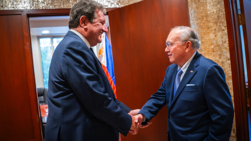 Philippine Ambassador Romualdez greets US Ambassador Lipton at the Philippine Embassy in Washington, D.C., USA